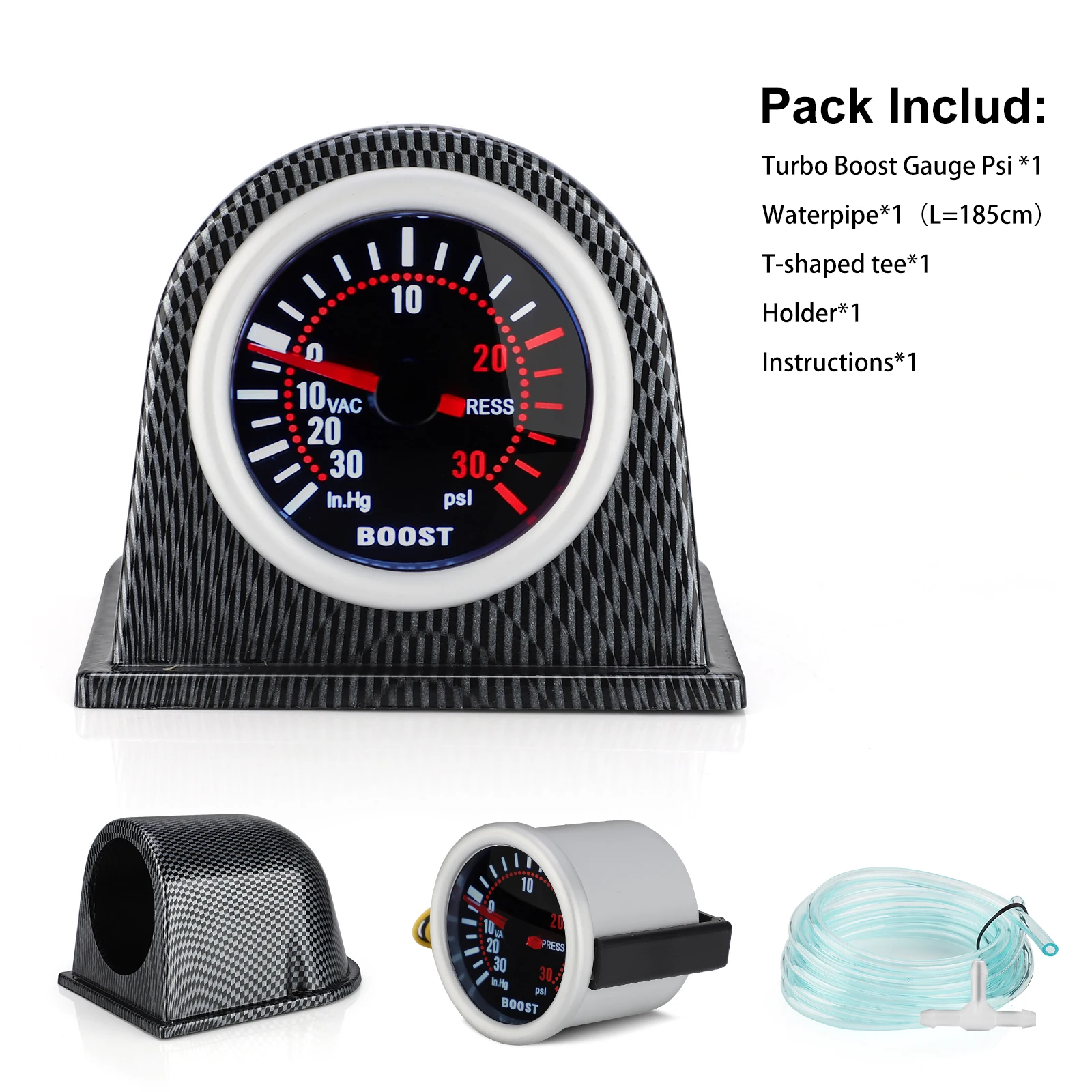 

CNSPEED Универсальный 2-дюймовый 52 мм автомобильный турбонаддувный манометр PSI манометры дымовые линзы светодиодный цифровой указатель/держатель водопроводной трубы