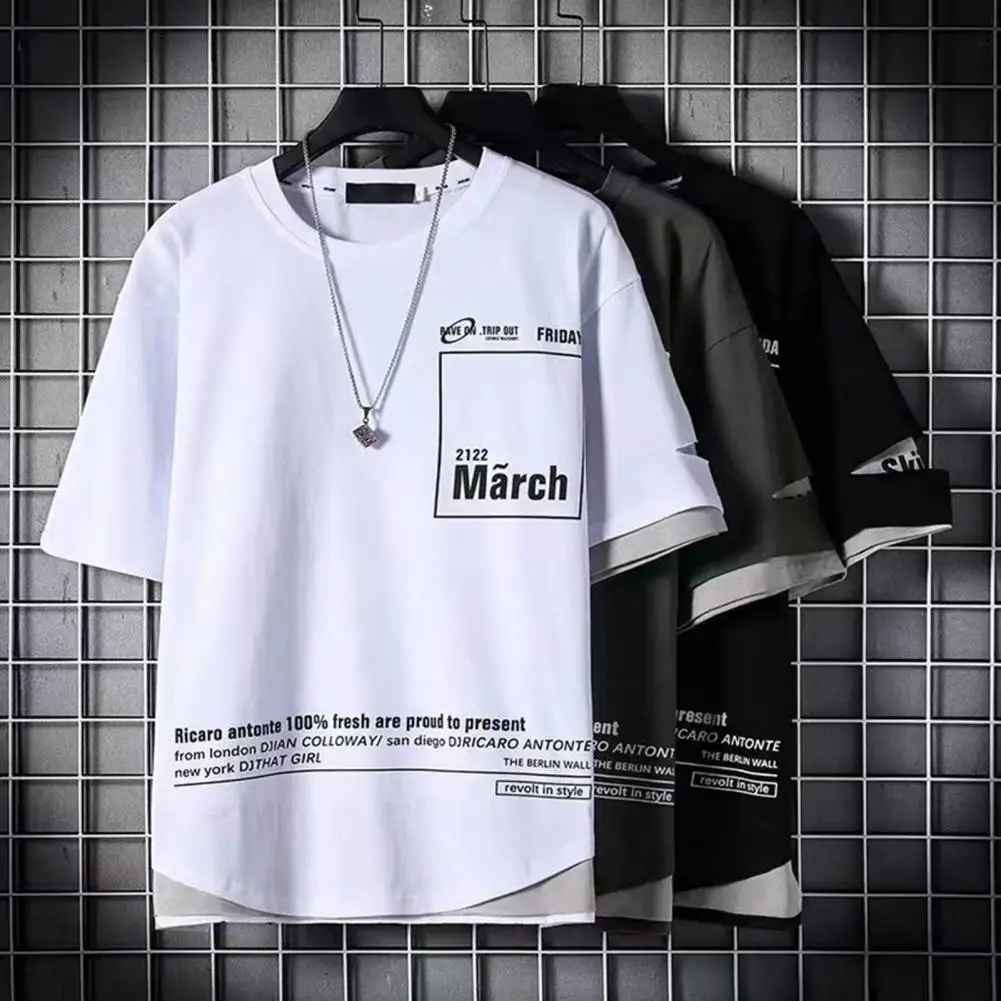 

Футболка мужская свободного кроя, короткий рукав, стиль хип-хоп, круглым вырезом, Повседневная модная летняя, 3XL