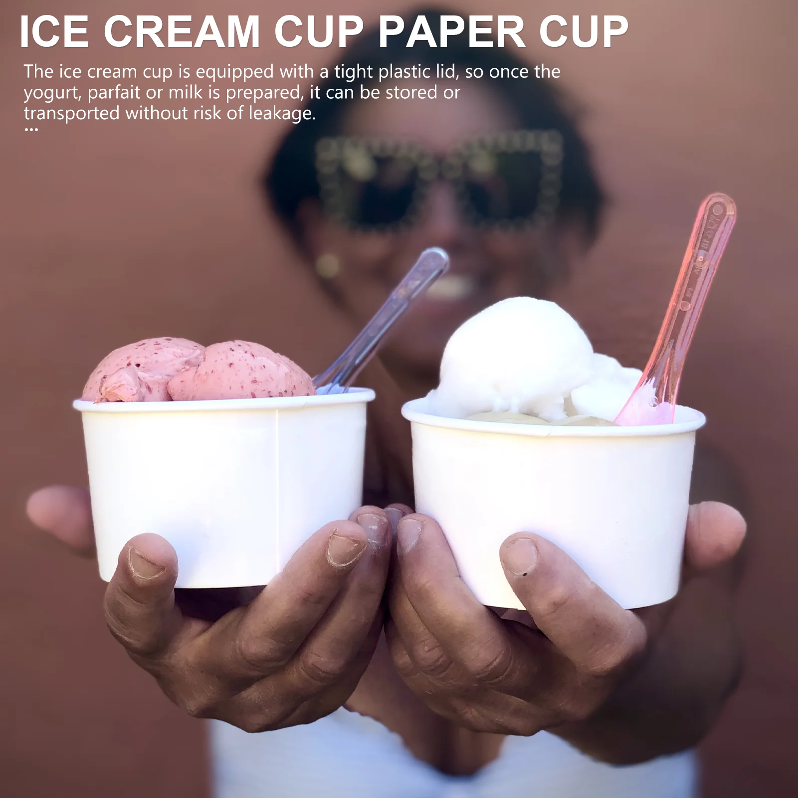 

100 Pcs Ice Cream Cups Bowl Dessert Jelly Mousse Cake Paper Bowls Summer Pudding Yogurt Snack