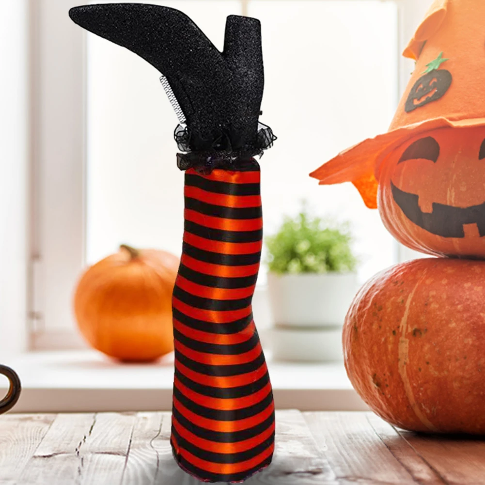 

Halloween Wicked Witch Leg Decorations Upside Down Stripe Witch Legs Stakes Decorations for Front Door Haunted House
