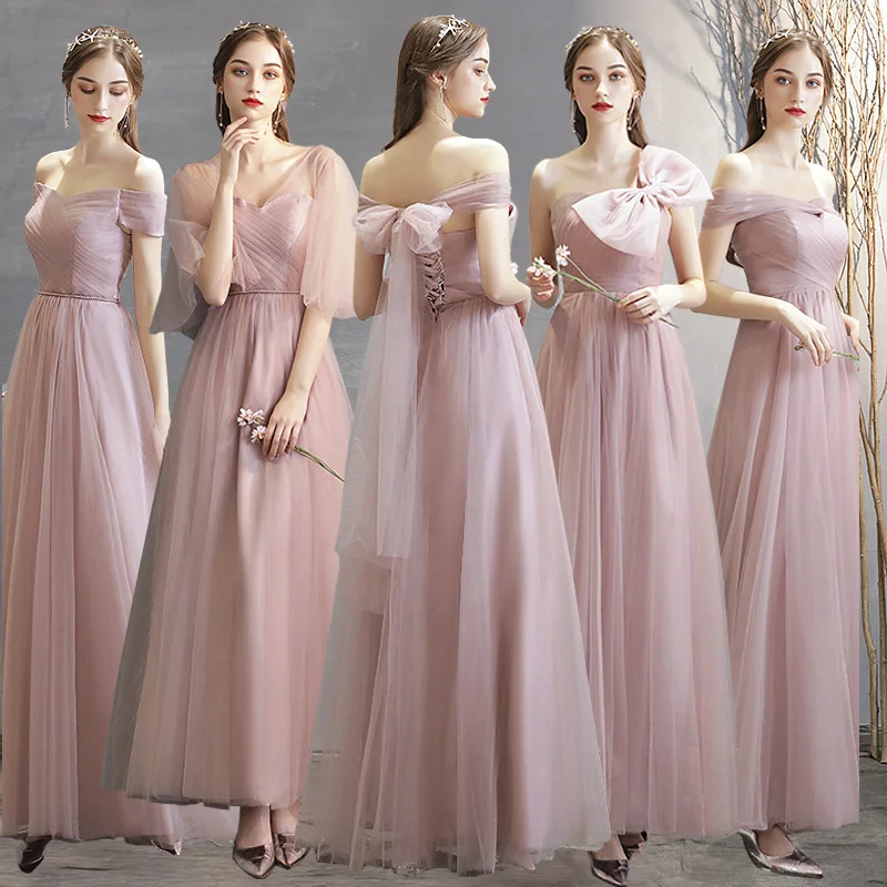 

2023 New Bride Addresses Women's Korean Pink One Shoulder Sisters' Ferri Temperature Banquet Smart Evening Clothes Evening Dress