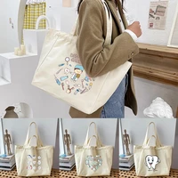 women new canvas shopping bag female teeth series shoulder bag eco handbags tote reusable grocery shopper bags students book bag