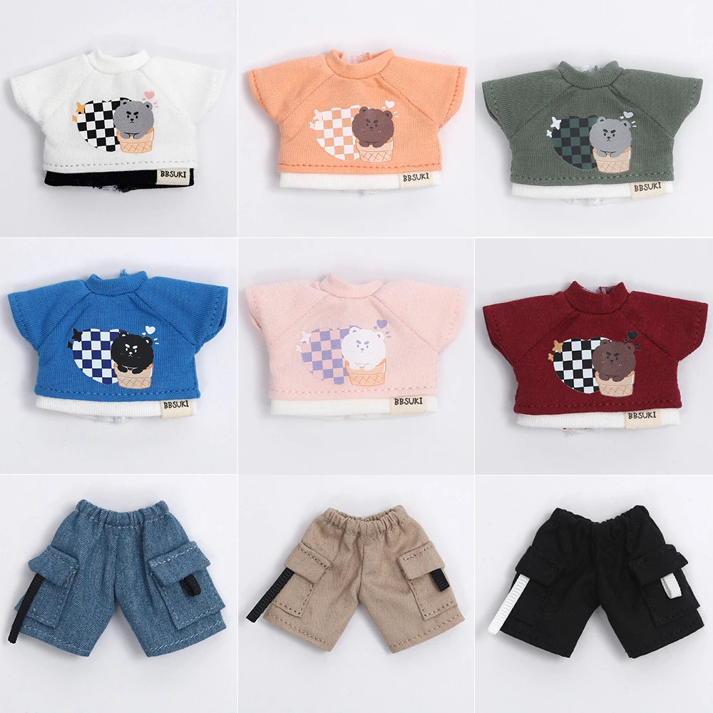 

Ob11 Pure Cotton Clothes Cute Bear Short Sleeve T-Shirt Shorts Pants For Molly, Obitsu11, Ufdoll, Ymy, Gsc Body, 1/12bjd Doll
