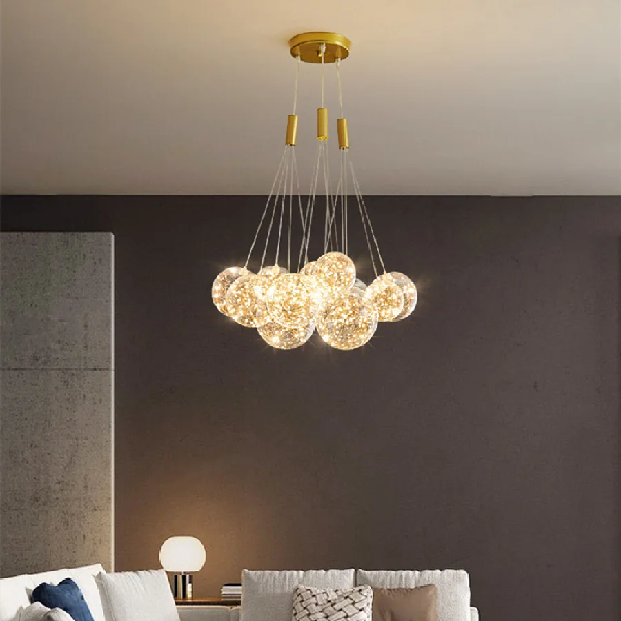 

Скандинавская светодиодная люстра в виде неба и звезд для ресторана, лампа для лестницы, лампа для гостиной, спальни, простая современная лампа с несколькими насадками