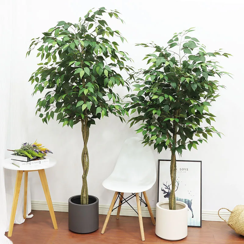 

130cm-180cm Artificial Banyan Tree Fake Tree Potted Simulation Ficus Leaves Large Plant for Home Garden Hotel Room Decoration