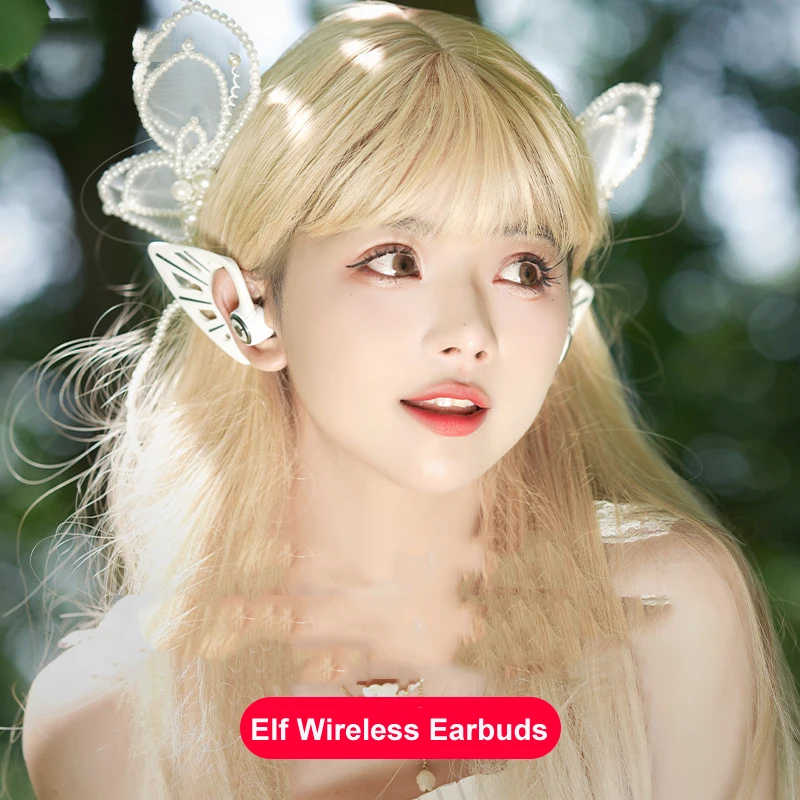 

Elf Wireless Earbuds Earphones, APP Control RGB Lighting, Rotating and Wearing Dual Noise Reduction Mic Girl Headphones, Gifts