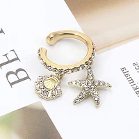 golden color retro ear bone clip 2022 new shell starfish geometric earrings korean version of simple earrings