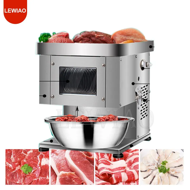 Фото Ломтерезка для мяса, коммерческая слайсер, бытовая машина для резки овощей, полностью автоматическая электрическая машина для резки мяса №2