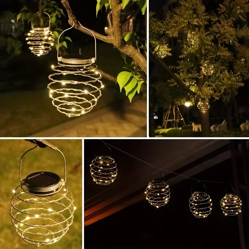 4 шт. фонарь на солнечной батарее пружинная лампа Железный светодиодная гирлянда