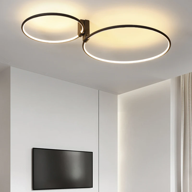 LED Round Ceiling Lamp White Black Gold AC220V Metal Aluminium Sconce Bedroom Livingroom Ceiling Lights