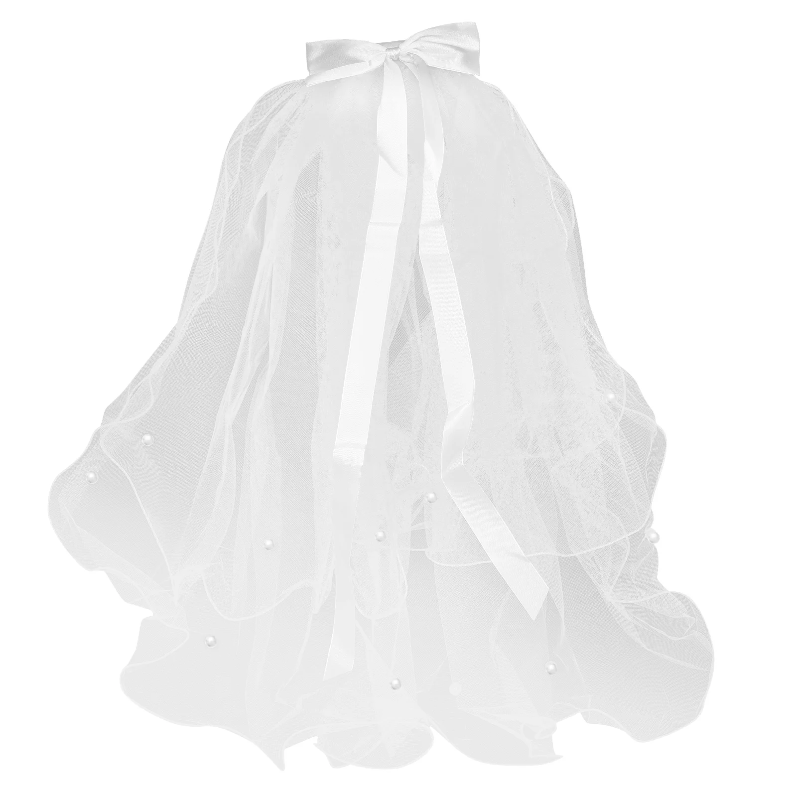 

Veil Wedding Communion Veils Girls First Bow Flower Bridal Girl Hair White Lace Kids Pearl Headpiece Child Clip Holy Comb Bride