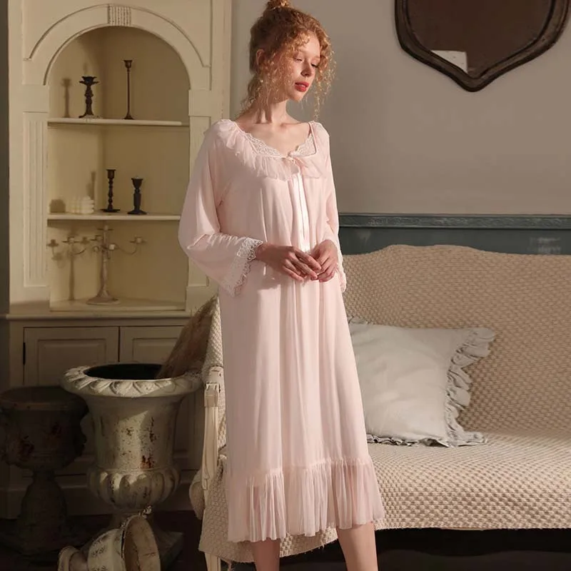 Roseheart Homewear Pink Sexy Sleepwear Night Dress Lace Backless Women Nightwear Luxury Nightgown Female Gown Plus Size