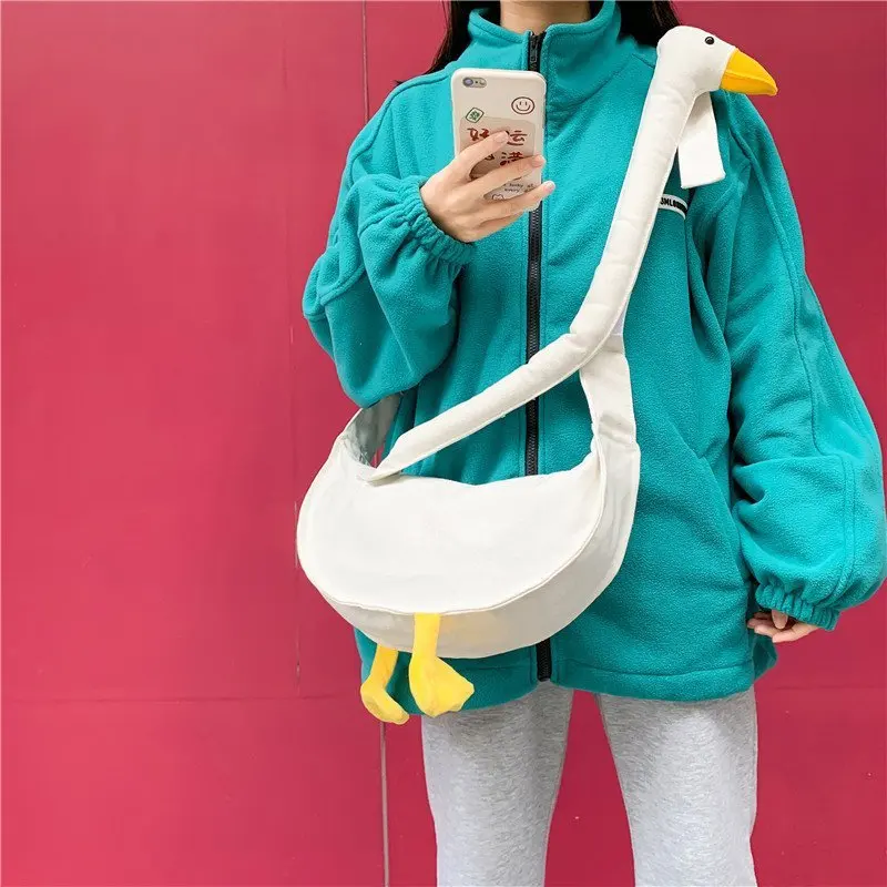 

Girls Canvas Diagonal Cross Bag New Cute Duck Tote Youth Fashion Casual Version Ladies Shoulder Bags Women Messenger Packs