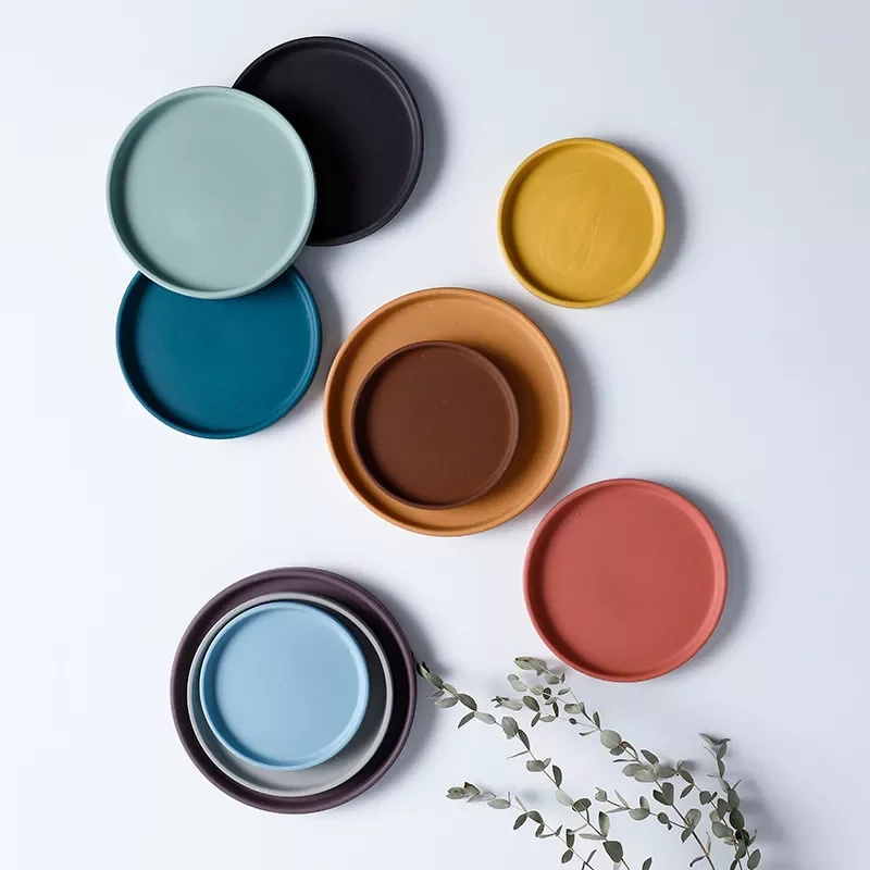 

Jmt1pc New Nordic Style Ceramic Cement Flower Pot Tray Bottom Home Decoration Ceramic Garden Plate