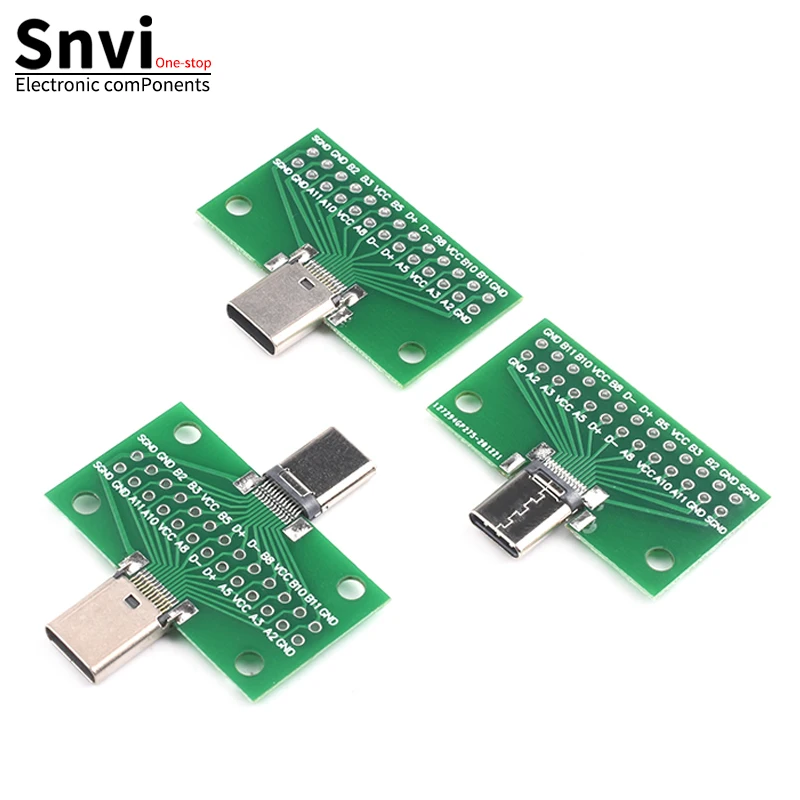 Snvi Type-C папа-мама USB 3.1 Тестовый адаптер печатной платы типа C 24P 2 54 мм Разъем для