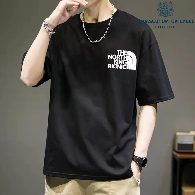 

Aquascutum New summer fashion t-shirt men's short sleeved loose Korean Hong Kong style pure cotton half sleeved T-shirt