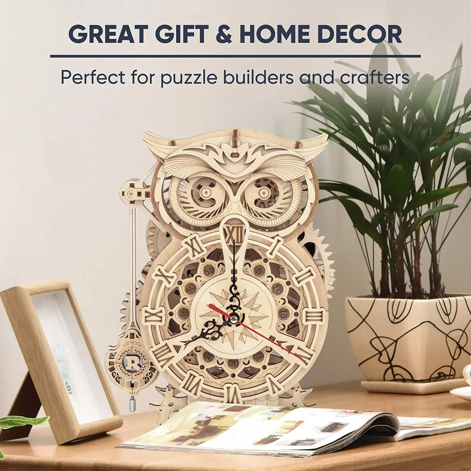 

161pcs DIY 3D Owl Clock Wooden Model Building Block Robotime Rokr Creative Kits Assembly Toy Gift for Children Adult LK503