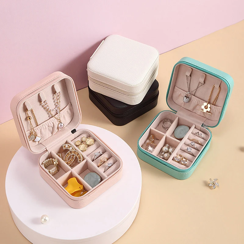 

1Pc Portable Jewelry Box Storage Box Jewelry Organizer Display Zipper Box for Necklace Earring Ring Bracelet