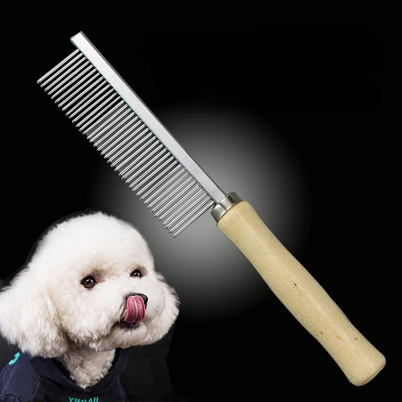 

Pet Knot Trimmer Brush Dog Cat Remover Comb Grooming Tool Ideal for Long Curly Haired Animals Wooden Handle Combs