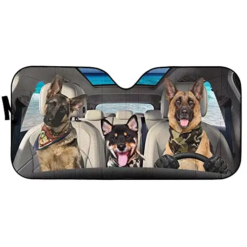 

Cute Puppy Go to The Beach to Play Windshield Sun Shade Dog That Drives Foldable Uv Ray Reflector Front Window Sun Shade Visor C
