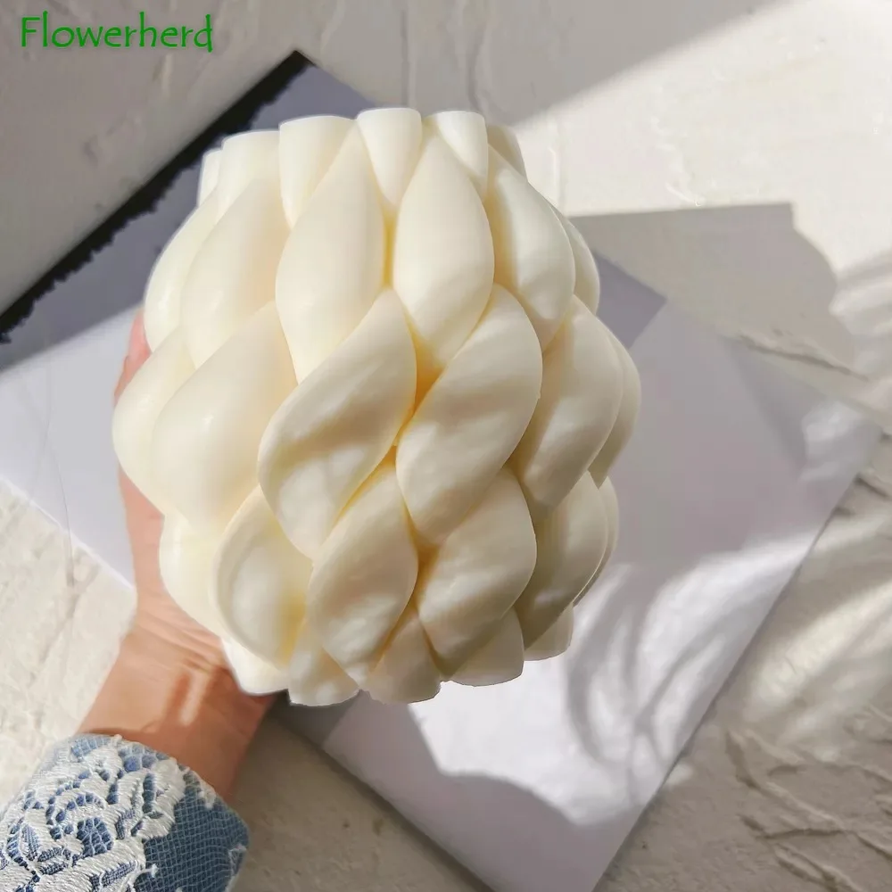 

Big Belly Cylindrical Geometric Rotating Twist Candle Mold DIY Abstract Art Scented Candle Making Supplies Plaster Silicone Mold