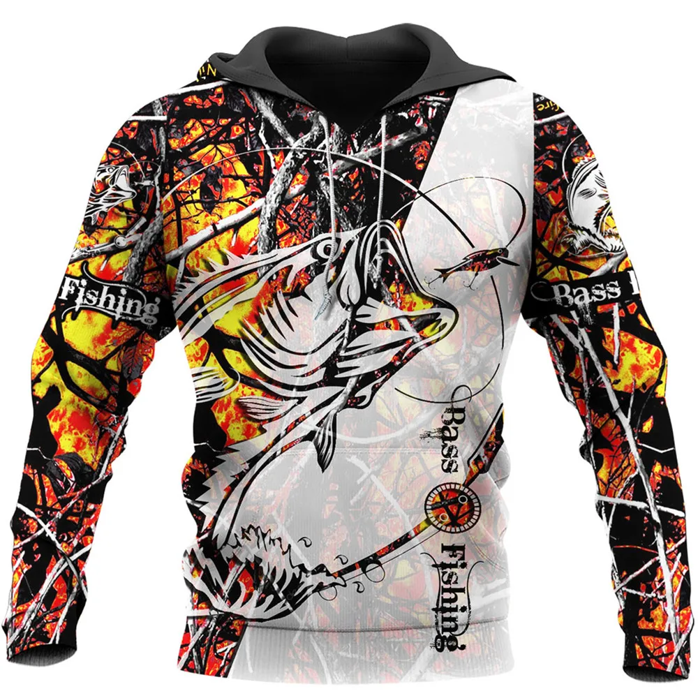 

CLOOCL Men Hoodie Beautiful Bass Fishing 3D Pattern Printed Unisex Fashion Hooded Zipper Casual Street Pullover Sudadera Hombre