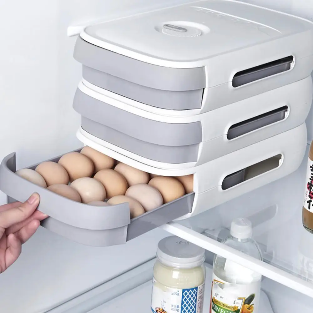 

Drawer Type Egg Storage Box Refrigerator Storage Box Eggs Keeping Box Box Household Holder Storage Dumpling Food Box Q3w6