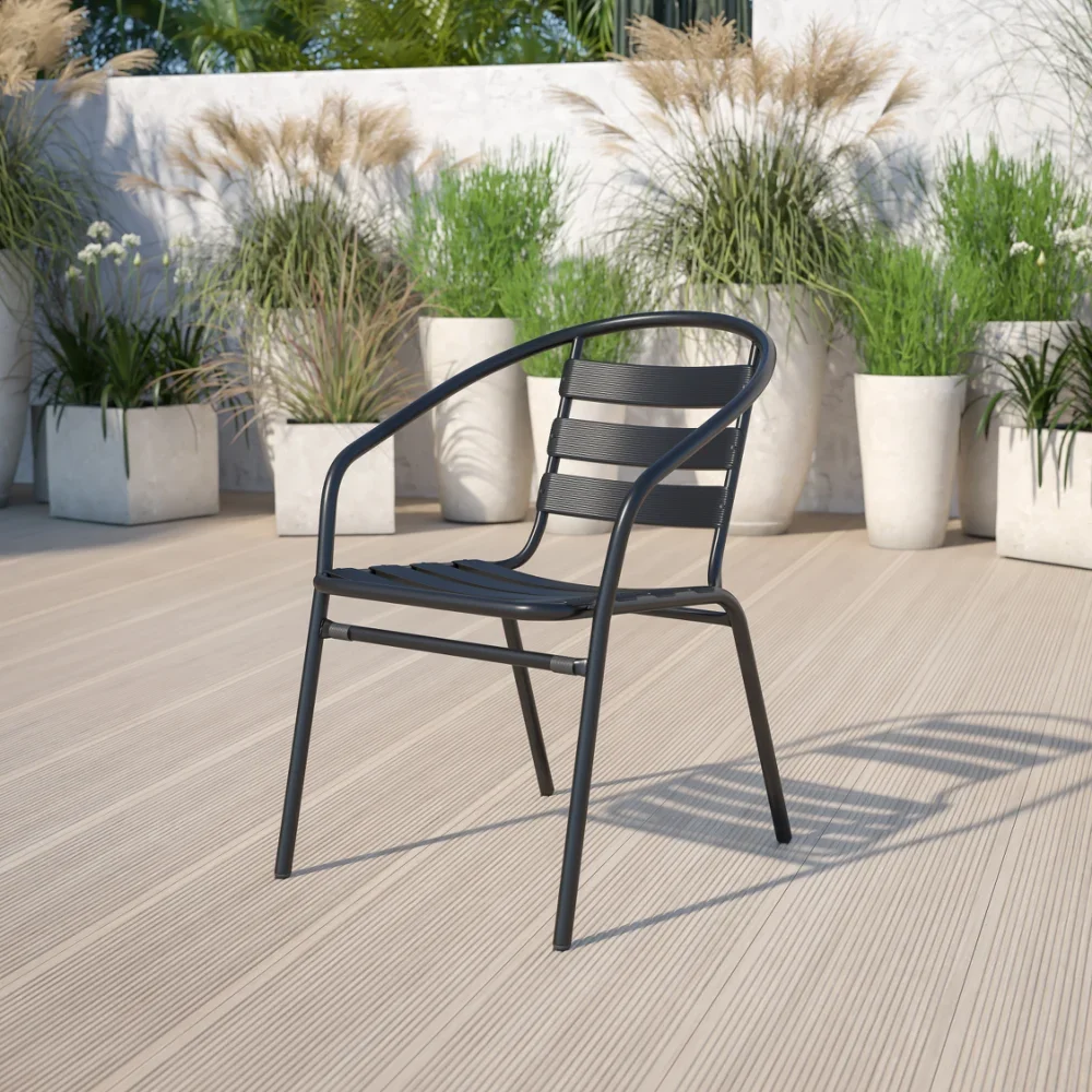

Restaurant Stack Chair with Aluminum Slats