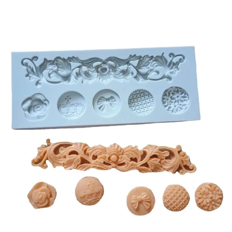 

European Silicone Cake Mold Vintage Photo Frame Font Sugar Craft Chocolate Baroque Cake Decoration Tool Clay Chewing Gum Mold