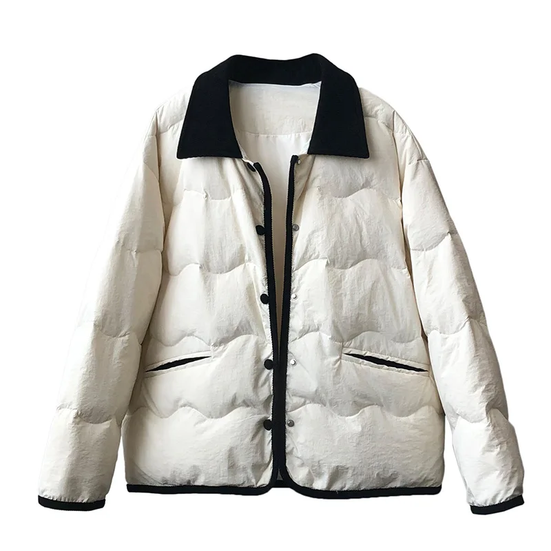 White Duck Down Down Jacket Women 2022 Winter New Fashion Lapel Warm Jacket 2022 Women's Clothing