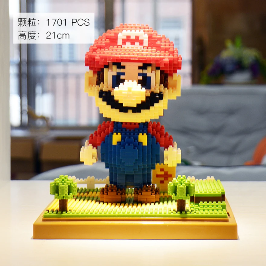 

Super Game Mario Red Model Building Blocks Cartoon Auction Figures Anime Mario Bros DIY Mini Bricks Children Gifts Toys for Boys