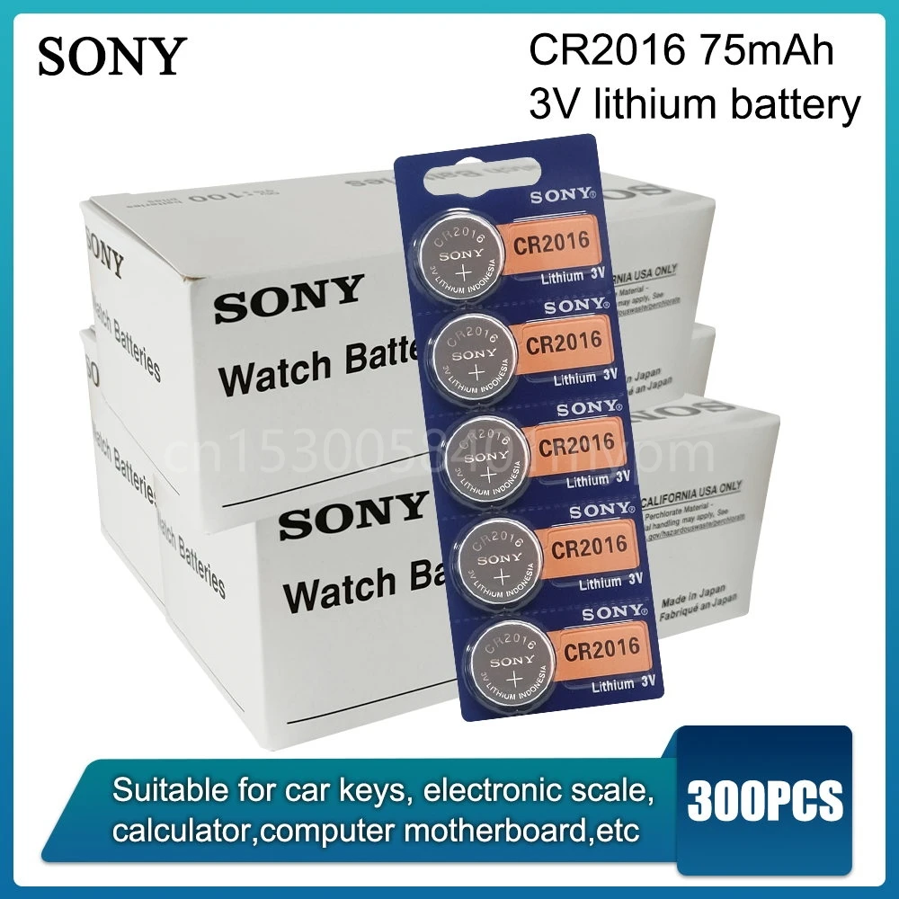 

300pcs/lot Original for Sony CR2016 3V Lithium Battery for Car Key Watch Remote Control Toy ECR2016 CR 2016 Button Batteriesin