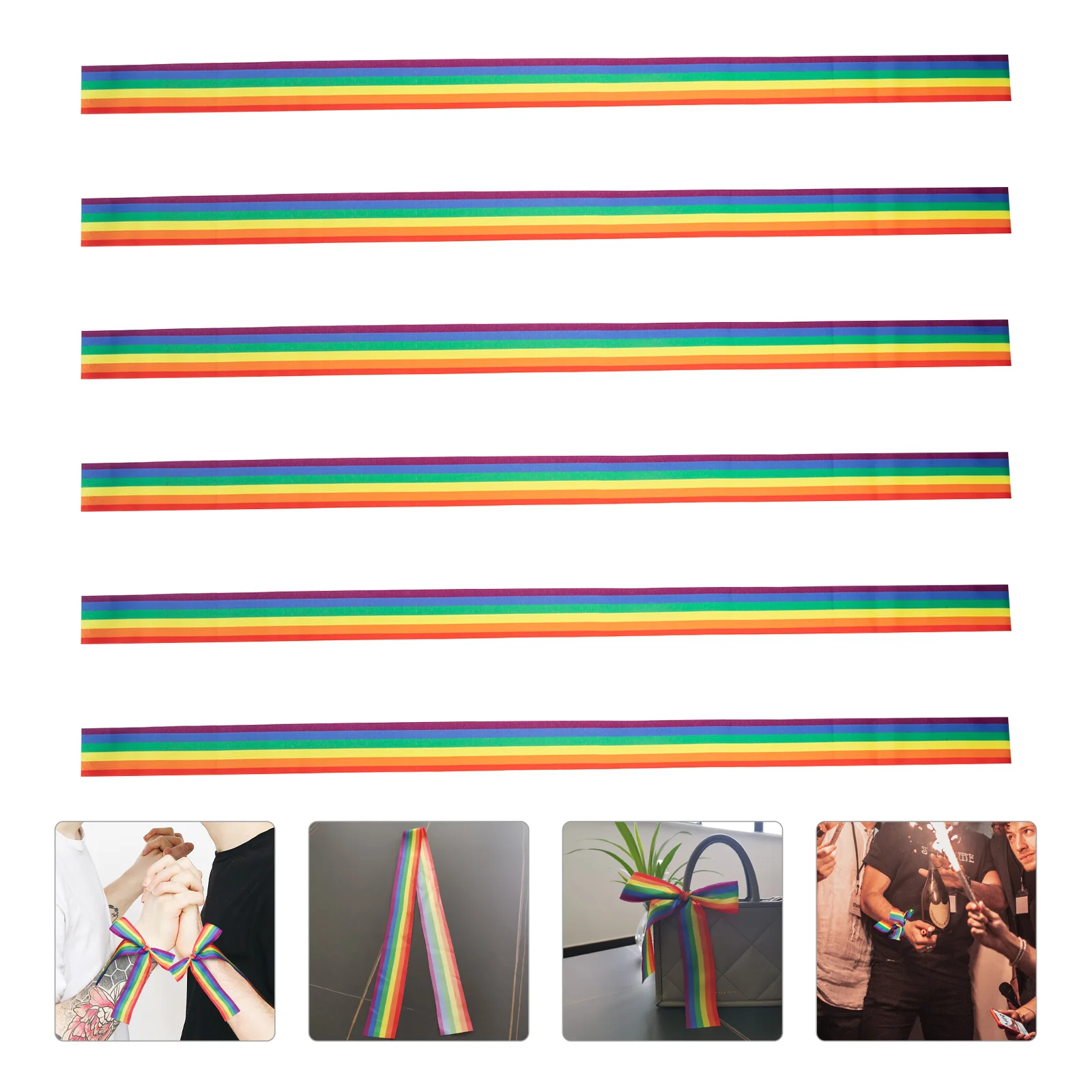 

6Pcs Ribbons Polyester Ribbons Rainbow Ribbons Bowknot Making Ribbons