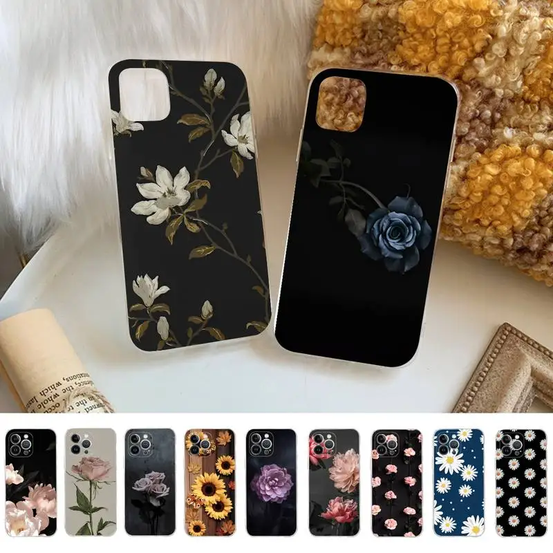

Cute Flower Heart Painted Phone Case Silicone Soft for iphone 14 13 12 11 Pro Mini XS MAX 8 7 6 Plus X XS XR Cover