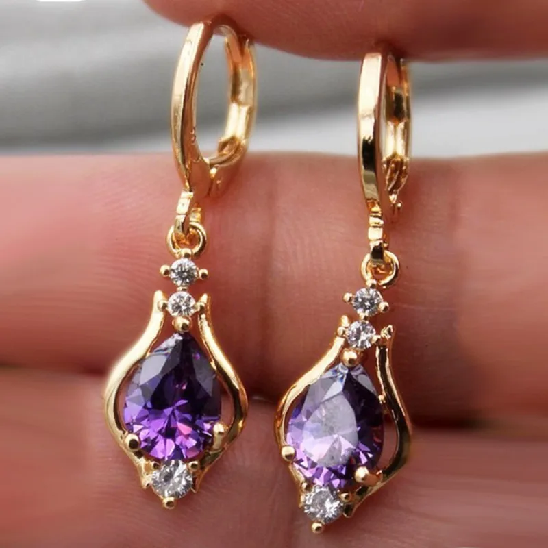 

Exquisite Zircon Dangle Earrings for Women Luxury Jewelry 2022 Multicolor Drop Earrings Engagement Wedding pendientes colgantes