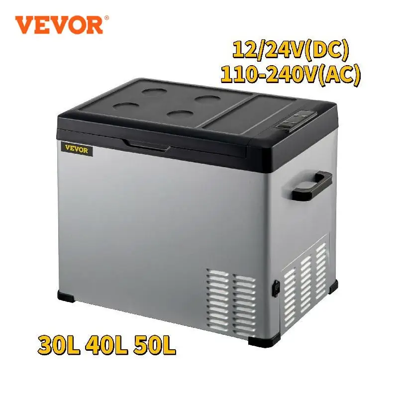 VEVOR 30L 40L 50L Mini Car Refrigerator Portable Small Fridge Freezer 12V/24V DC 110-240 AC Cooler for Outdoors Caravan Camping