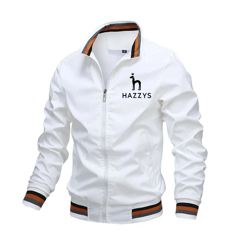 

Куртка HAZZYS мужская с вышитым логотипом, модная повседневная верхняя одежда на молнии, с воротником-стойкой, бейсбольная форма, Бомбер, на осень