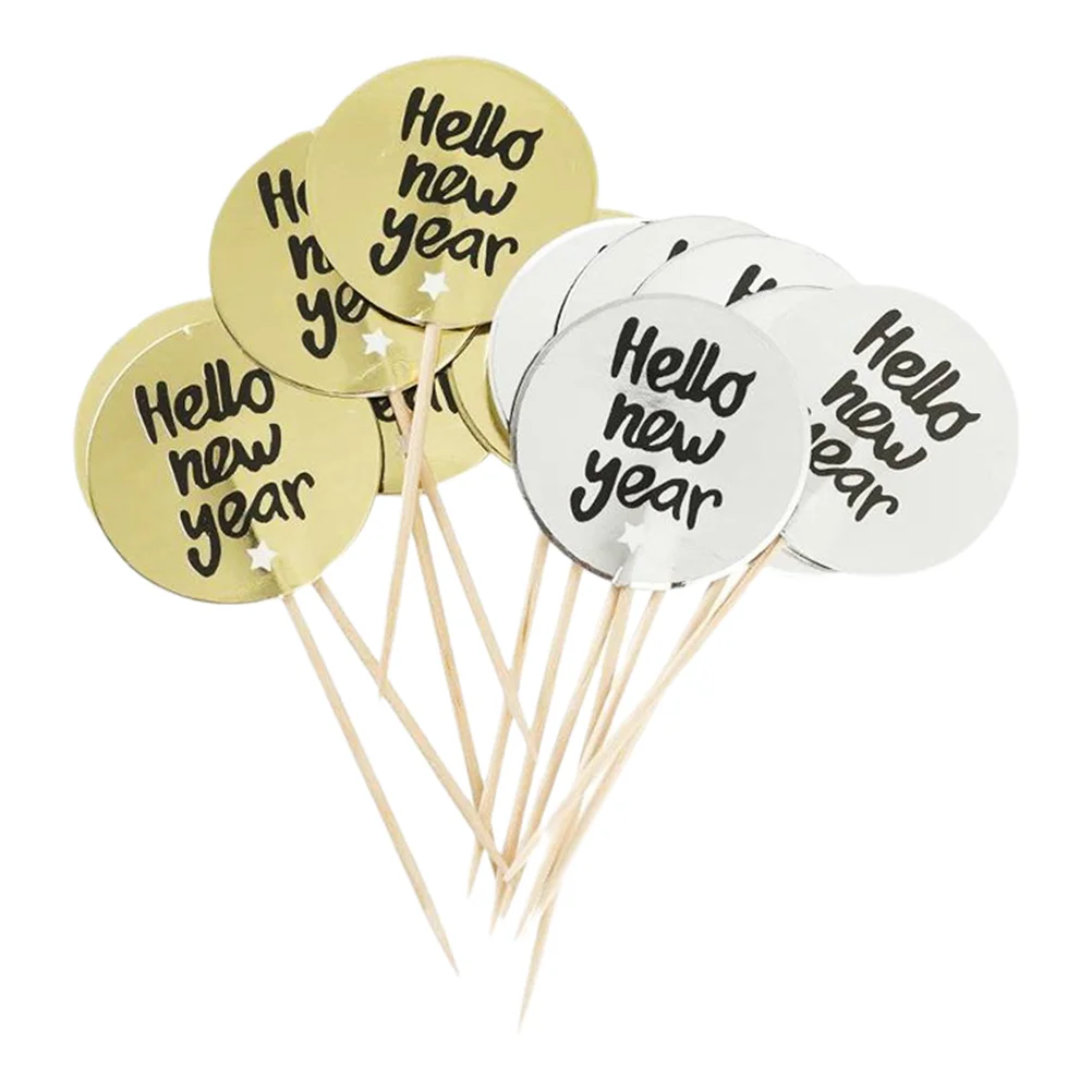 

30pcs Dessert Pick Topper New Years Eve Party Favor Cake Toothpick 2020 Cake Picks Dessert Topper