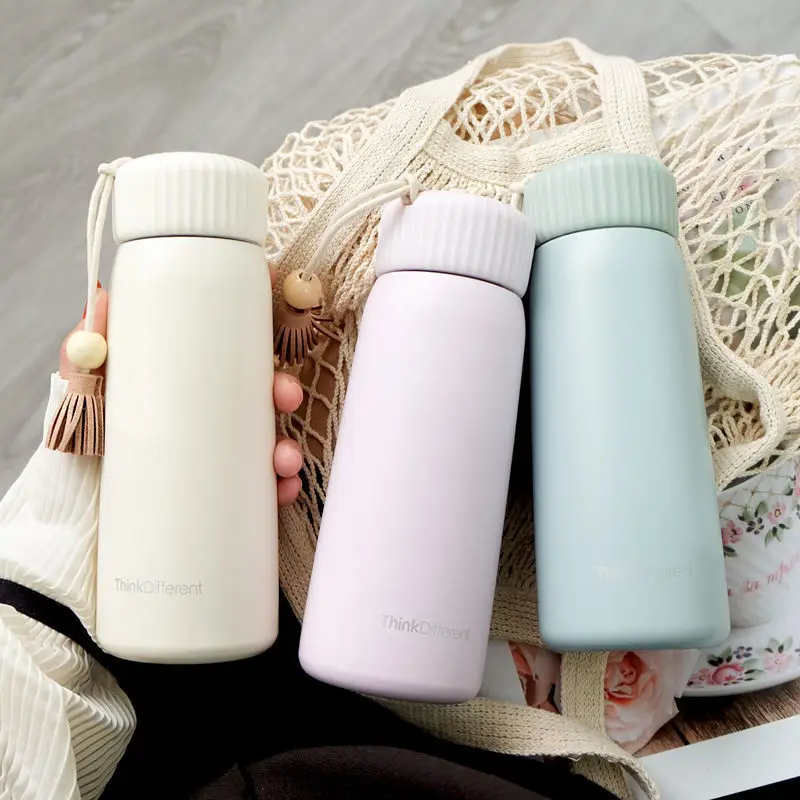 Купи 400/250ml Portable Stainless Steel Vacuum Flask Thermos Mug With Rope Cute Girl Student Thermal Water Bottle Tumbler за 691 рублей в магазине AliExpress