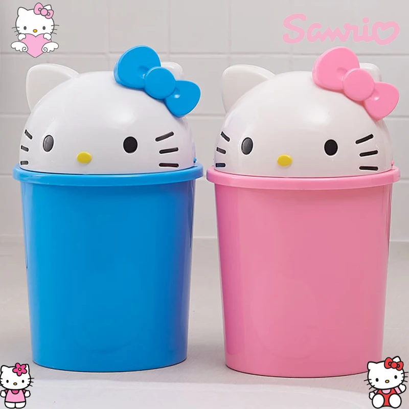 

Kawaii Sanrio Hello Kitty Car Trash Can Cartoon Anime Desktop Trash Can Bathroom Bedroom Miscellaneous Flip Lid Storage Box