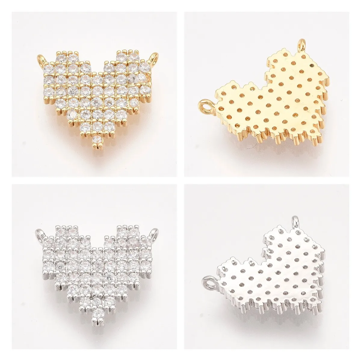 

Copper Cubic Zirconia CZ Golden Heart Charm Pendant Crystal Connector for Girl Necklace Bracelet Earring DIY Jewelry Making