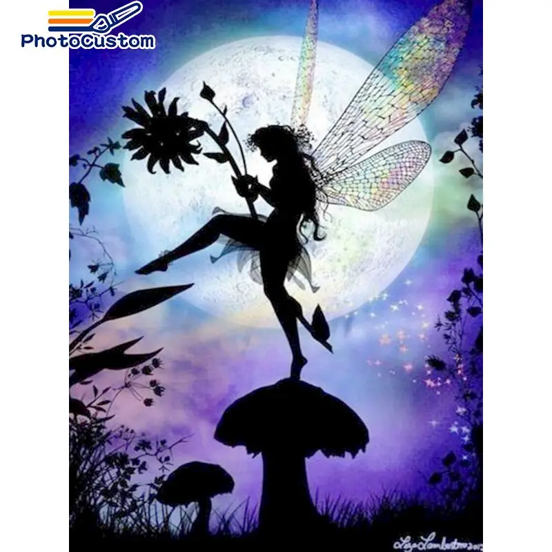 

PhotoCustom Diamond Painting Moon Cross Stitch Kit Diamond Embroidery Figure Diamond Mosaic Full Square Set Home