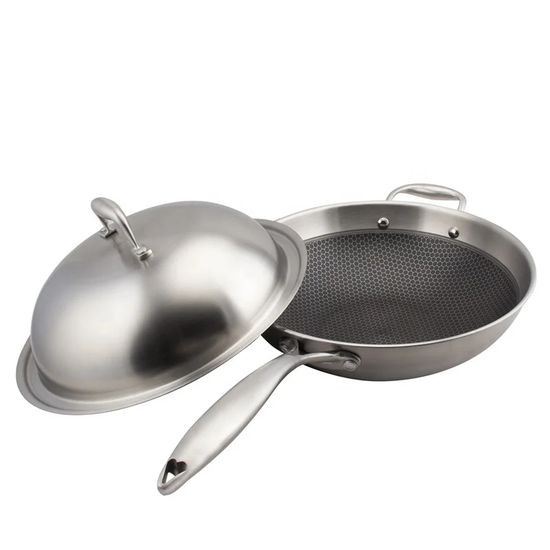 

32cm stainless steel 3-ply wok with non-stick coating