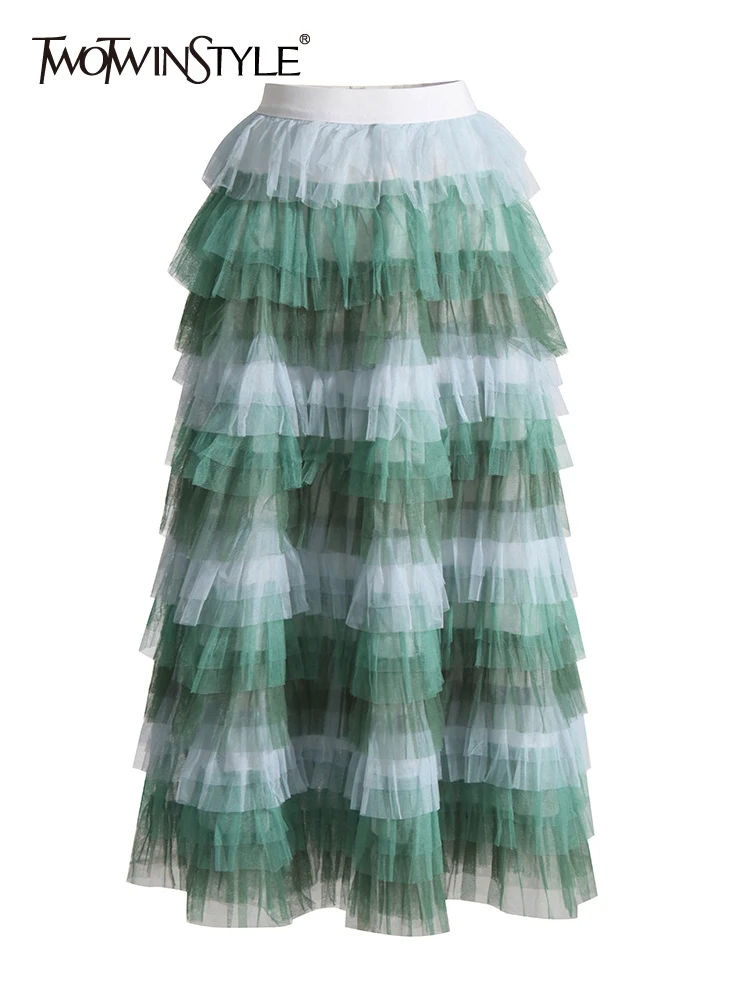 

Женская юбка с высокой талией TWOTWINSTYLE, Повседневная Свободная юбка с высокой талией, летняя модная одежда