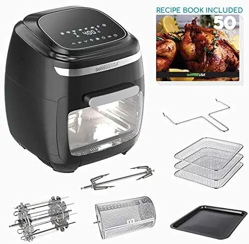 

11.6-Quart Air Fryer Toaster Oven with Rotisserie & Dehydrator + 50 Recipes, Vibe, Black Freidora de aire sin aceite l Home appl