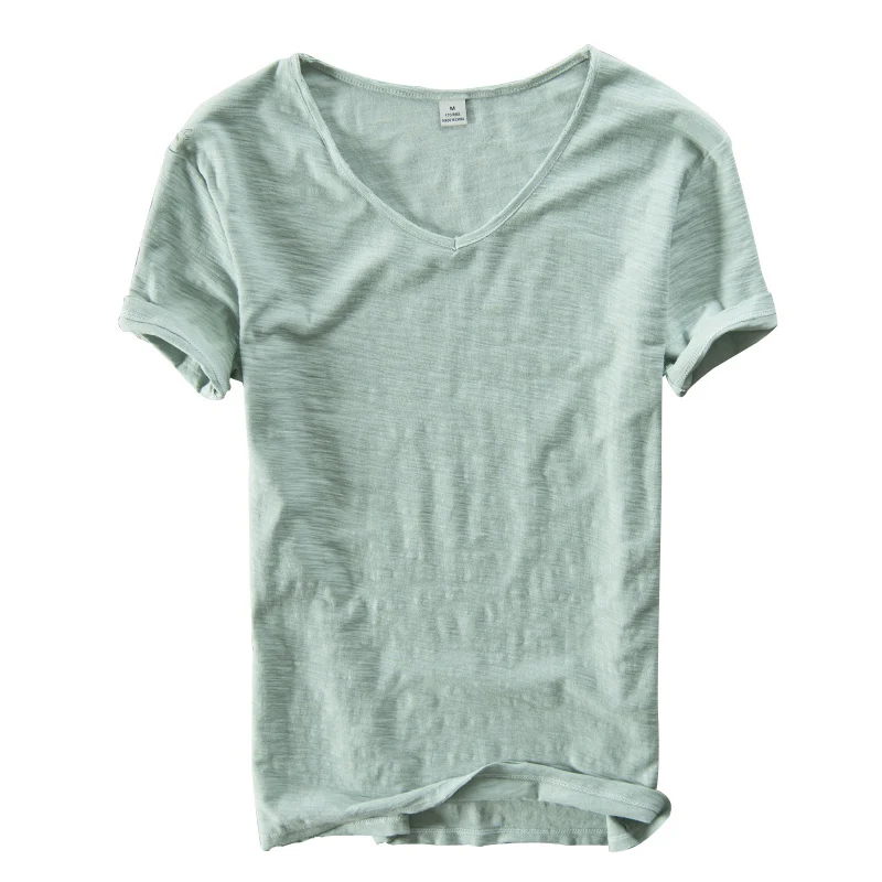 

bawełna lniana koszulka z krótkim rękawem dekolt w serek topy i koszulka oddychająca wygodna koszulka męska
