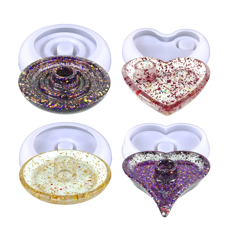 Heart Shape Tray Silicone Molds For DIY Concrete Cement UV Epoxy Resin Tray Coaster Jewelry Findings Tools Moulds Handmade Craft