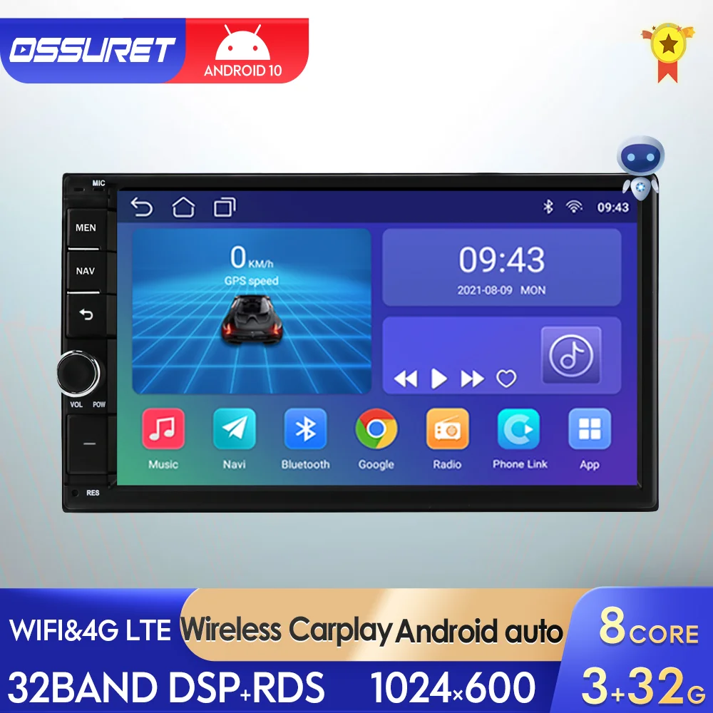 

Автомагнитола, 2 Din, Android 10, 7 дюймов, GPS-навигация, Wi-Fi