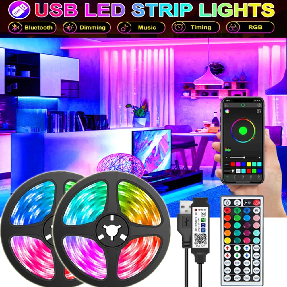 

10M 5050SMD Rgb Led Strip Light Infrared Bluetooth USB Led Lamp Flexible Ribbon Diode Luces TV Backlight Room Decoration 1-5M