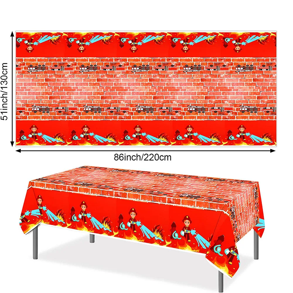 Пожарная одноразовая посуда пожарная машина тарелки салфетки чашки скатерть для